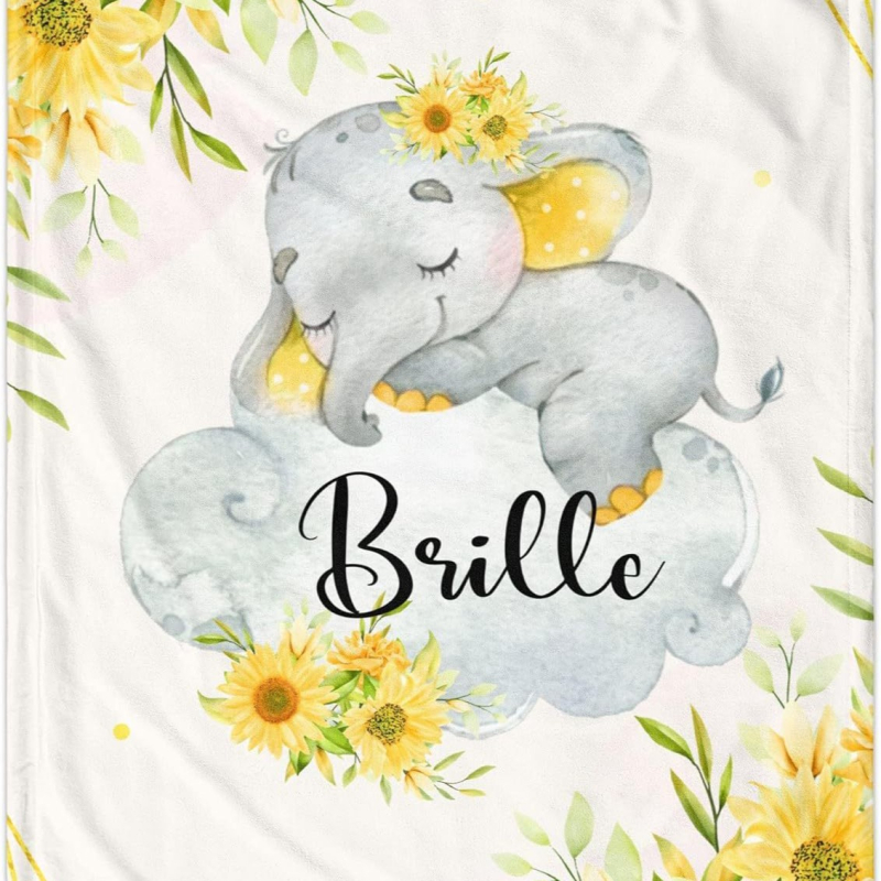 Personaalne nimega tekk armas koomiksiloomamustriga flanelltekk vastsündinu kingituseks, pehme ja mugav