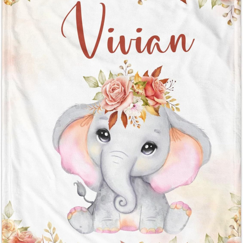 Personaalne nimega tekk armas koomiksiloomamustriga flanelltekk vastsündinu kingituseks, pehme ja mugav