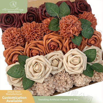 Gamyklinė tarpvalstybinė imitacinė rožių netikrų gėlių dovanų dėžutė „pasidaryk pats“ vestuvėms, vestuvių sužadėtuvių vakarėliui, darbalaukio dekoravimui