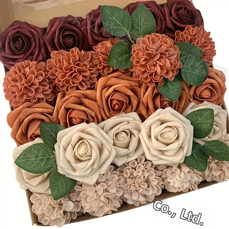 Фабрична трансгранична симулация на роза, фалшива подаръчна кутия за цветя „Направи си сам“ за сватба, годежно парти, декорация на работния плот