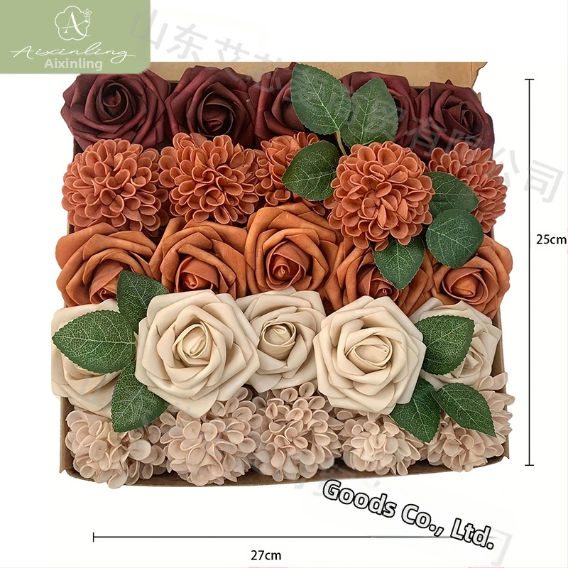 Gamyklinė tarpvalstybinė imitacinė rožių netikrų gėlių dovanų dėžutė „pasidaryk pats“ vestuvėms, vestuvių sužadėtuvių vakarėliui, darbalaukio dekoravimui