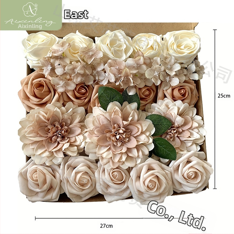 Gamyklinė tarpvalstybinė imitacinė rožių netikrų gėlių dovanų dėžutė „pasidaryk pats“ vestuvėms, vestuvių sužadėtuvių vakarėliui, darbalaukio dekoravimui