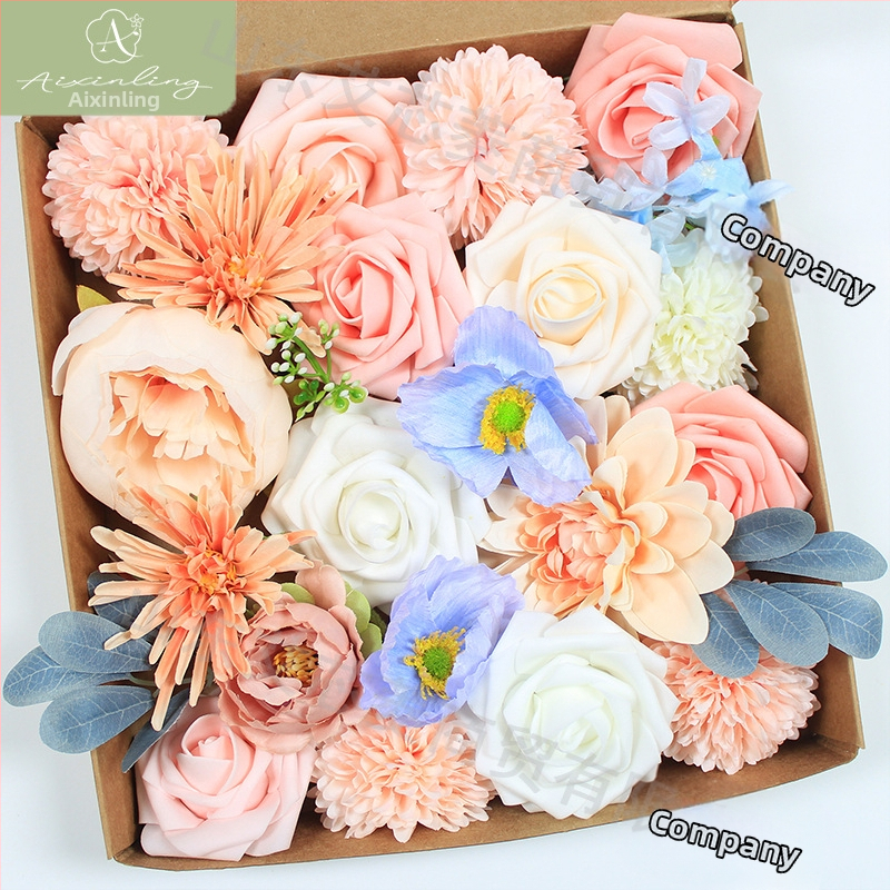 Gamyklinė tarpvalstybinė imitacinė rožių netikrų gėlių dovanų dėžutė „pasidaryk pats“ vestuvėms, vestuvių sužadėtuvių vakarėliui, darbalaukio dekoravimui