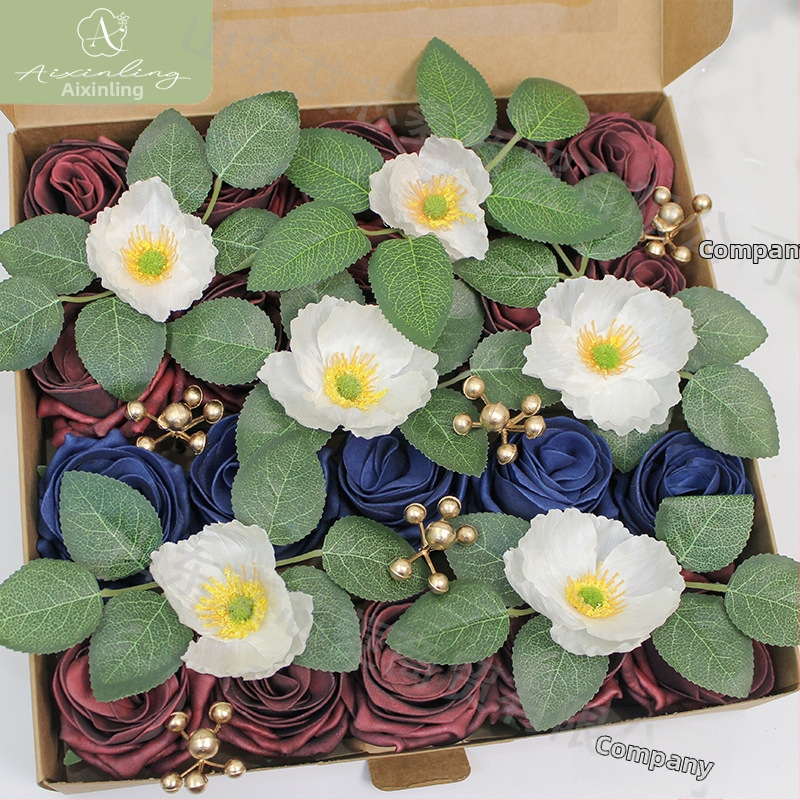 Gamyklinė tarpvalstybinė imitacinė rožių netikrų gėlių dovanų dėžutė „pasidaryk pats“ vestuvėms, vestuvių sužadėtuvių vakarėliui, darbalaukio dekoravimui