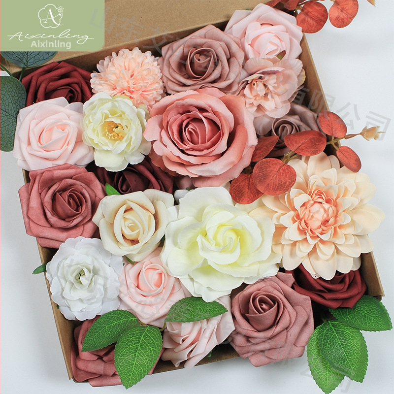 Gamyklinė tarpvalstybinė imitacinė rožių netikrų gėlių dovanų dėžutė „pasidaryk pats“ vestuvėms, vestuvių sužadėtuvių vakarėliui, darbalaukio dekoravimui