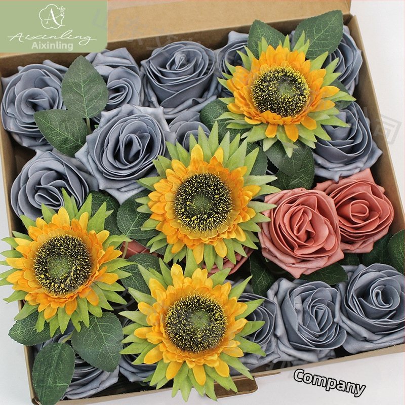 Gamyklinė tarpvalstybinė imitacinė rožių netikrų gėlių dovanų dėžutė „pasidaryk pats“ vestuvėms, vestuvių sužadėtuvių vakarėliui, darbalaukio dekoravimui