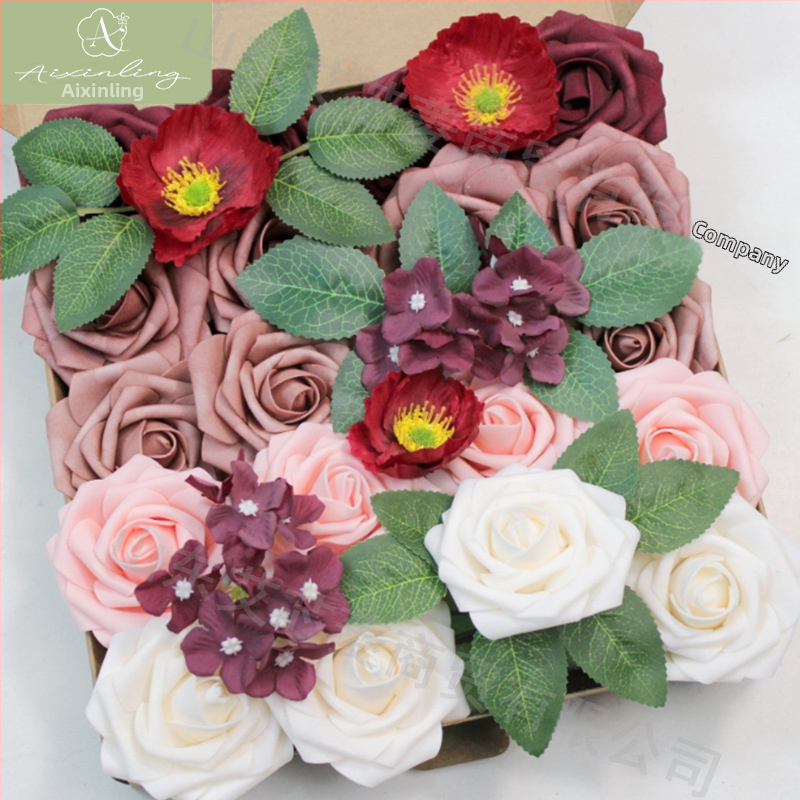 Gamyklinė tarpvalstybinė imitacinė rožių netikrų gėlių dovanų dėžutė „pasidaryk pats“ vestuvėms, vestuvių sužadėtuvių vakarėliui, darbalaukio dekoravimui