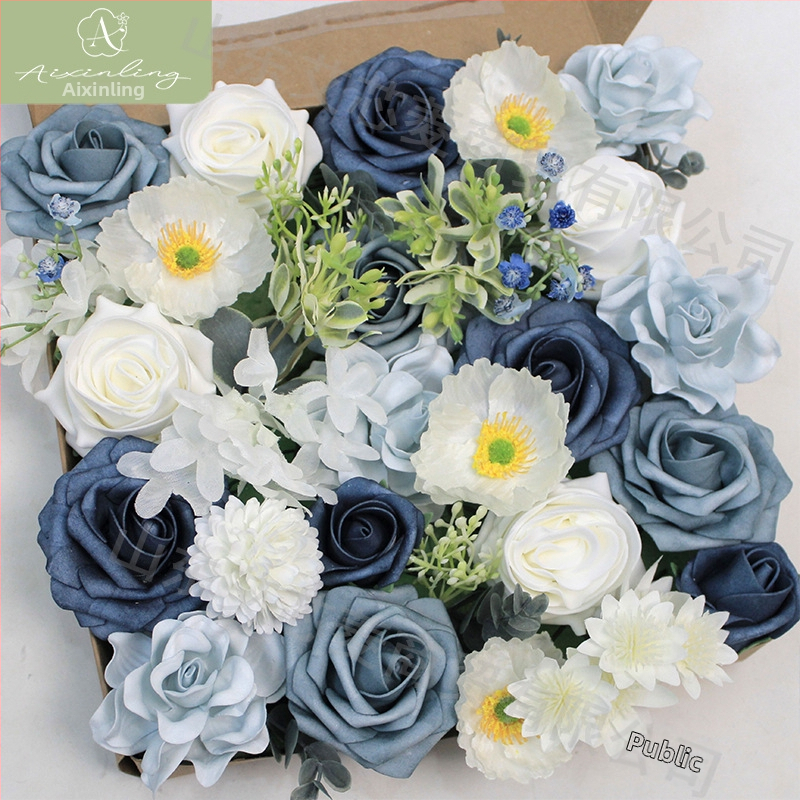 Gamyklinė tarpvalstybinė imitacinė rožių netikrų gėlių dovanų dėžutė „pasidaryk pats“ vestuvėms, vestuvių sužadėtuvių vakarėliui, darbalaukio dekoravimui