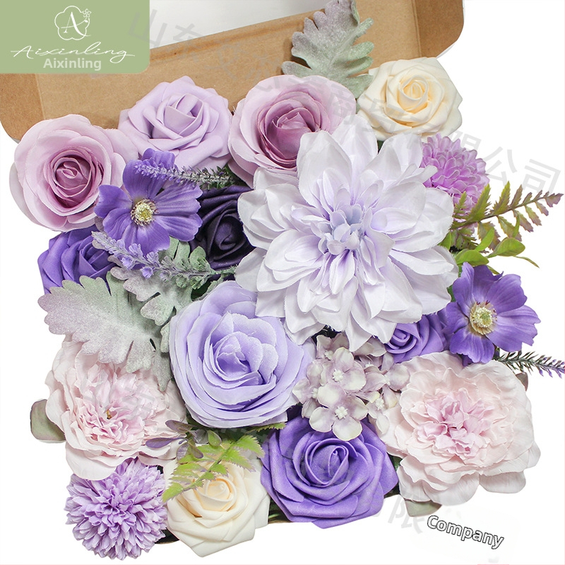 Gamyklinė tarpvalstybinė imitacinė rožių netikrų gėlių dovanų dėžutė „pasidaryk pats“ vestuvėms, vestuvių sužadėtuvių vakarėliui, darbalaukio dekoravimui