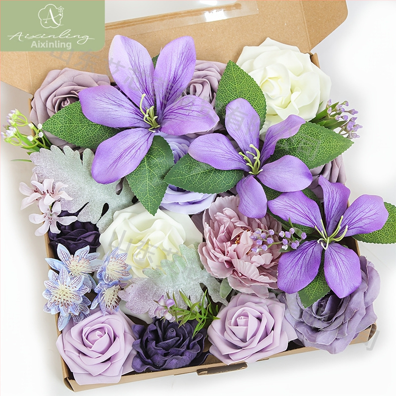 Gamyklinė tarpvalstybinė imitacinė rožių netikrų gėlių dovanų dėžutė „pasidaryk pats“ vestuvėms, vestuvių sužadėtuvių vakarėliui, darbalaukio dekoravimui