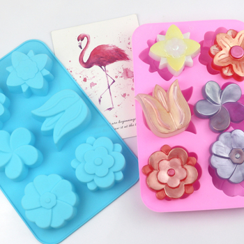 Minghao 6 дори различни силиконови форми за торта с форма на цвете, силиконови форми за печене на торта, DIY форма за сапун, форма за лале