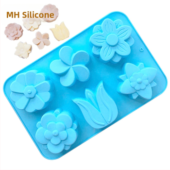 Minghao 6 ακόμη διαφορετικά καλούπια σιλικόνης σε σχήμα λουλουδιού, καλούπι σιλικόνης για κέικ, καλούπι σαπουνιού, καλούπι τουλίπας
