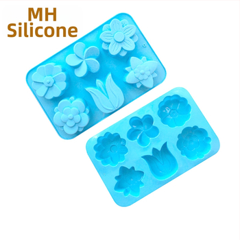 Minghao 6 ακόμη διαφορετικά καλούπια σιλικόνης σε σχήμα λουλουδιού, καλούπι σιλικόνης για κέικ, καλούπι σαπουνιού, καλούπι τουλίπας