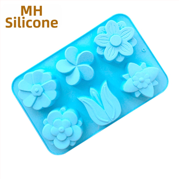 Minghao 6 ακόμη διαφορετικά καλούπια σιλικόνης σε σχήμα λουλουδιού, καλούπι σιλικόνης για κέικ, καλούπι σαπουνιού, καλούπι τουλίπας