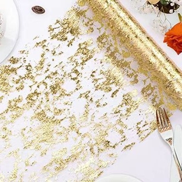 Traversă de masă din folie cu ștanțare la cald populară de la Amazon, material pentru decorarea nunților și petrecerilor de sărbători, de lux, auriu deschis