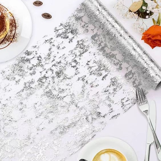 Traversă de masă din folie cu ștanțare la cald populară de la Amazon, material pentru decorarea nunților și petrecerilor de sărbători, de lux, auriu deschis