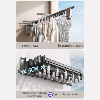 Πτυσσόμενη τηλεσκοπική κρεμάστρα ρούχων για μπαλκόνι, αόρατη συρρικνούμενη κρεμάστρα ρούχων για τεχνητά ρούχα
