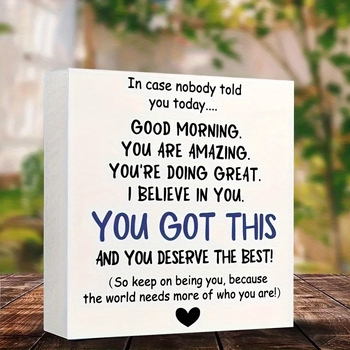 Įkvepiančios širdies formos putplasčio PVC darbalaukio dekoracijos 3,96 colio – „Labas rytas, tu šaunus“ ir kita