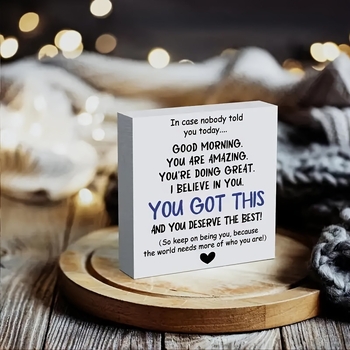 Įkvepiančios širdies formos putplasčio PVC darbalaukio dekoracijos 3,96 colio – „Labas rytas, tu šaunus“ ir kita