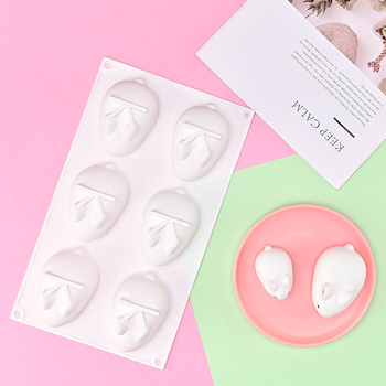 Φόρμα σιλικόνης για κέικ κουνελιού με 6 τρύπες, χειροποίητη φόρμα ζαχαροπλαστικής για κέικ ζελέ σοκολάτας από σιλικόνη