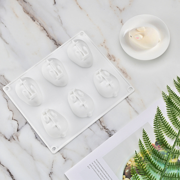 Φόρμα σιλικόνης για κέικ κουνελιού με 6 τρύπες, χειροποίητη φόρμα ζαχαροπλαστικής για κέικ ζελέ σοκολάτας από σιλικόνη