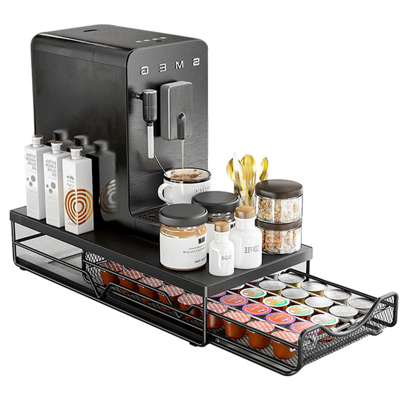 Настолен шкаф за съхранение на чекмеджета за кафе капсули, домашна кухня, издърпваща се проста основа за съхранение на кафе машина за ютия