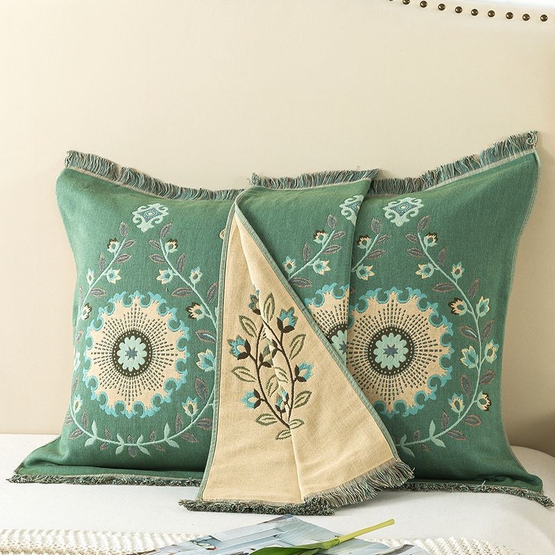 Поколение от чиста памучна кърпа за възглавници, чифт памучни домашно приготвени забрадки за глава с увеличена, разширена, удебелена кърпа за възрастни с единична корица