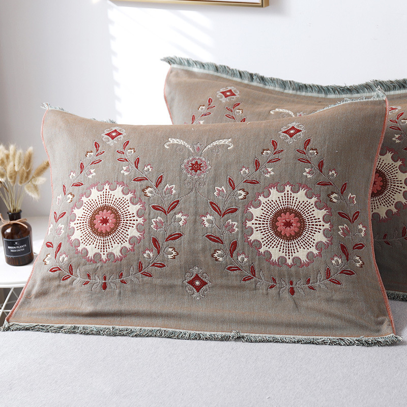 Поколение от чиста памучна кърпа за възглавници, чифт памучни домашно приготвени забрадки за глава с увеличена, разширена, удебелена кърпа за възрастни с единична корица