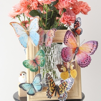 36 akvareliniai drugeliai, vestuvių šventės dekoravimas, Valentino dienos gėlių puokštės aksesuarai, 3D stereo dirbtinių drugelių dekoravimas