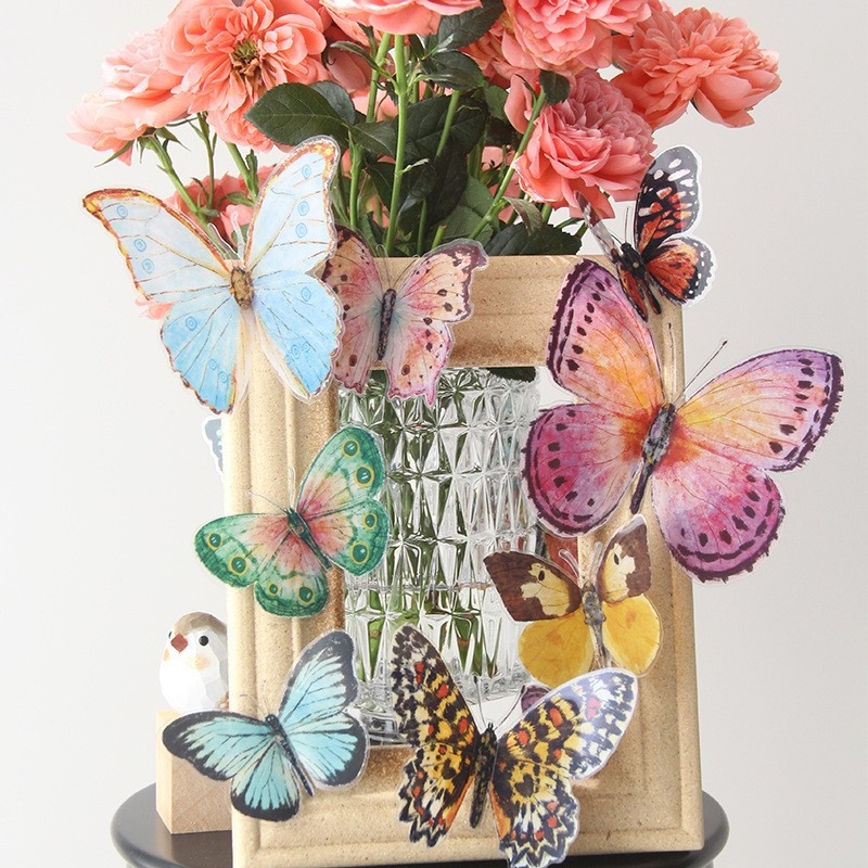 36 akvareliniai drugeliai, vestuvių šventės dekoravimas, Valentino dienos gėlių puokštės aksesuarai, 3D stereo dirbtinių drugelių dekoravimas