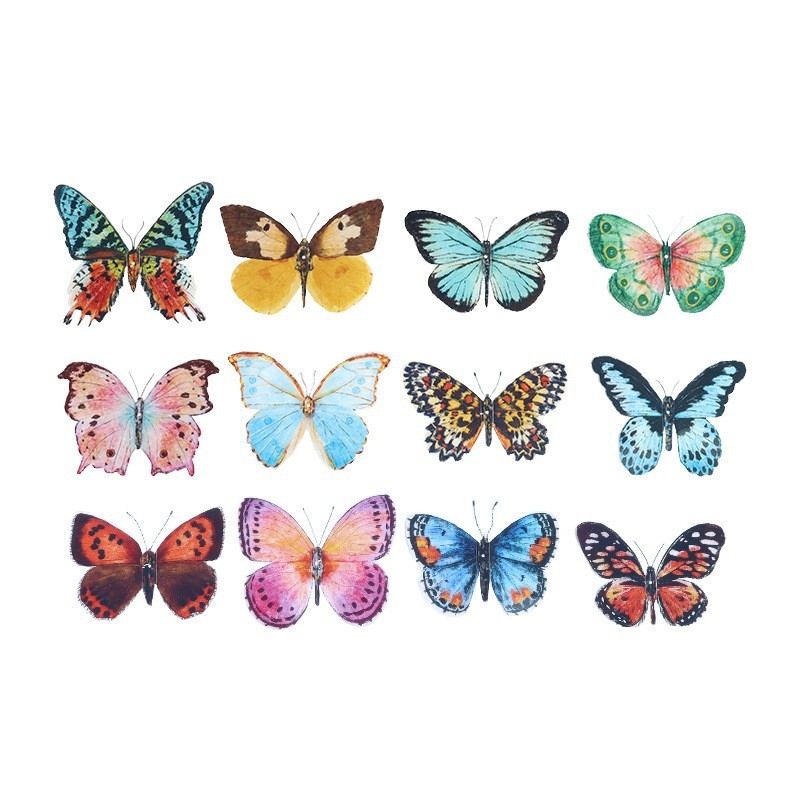 36 akvareliniai drugeliai, vestuvių šventės dekoravimas, Valentino dienos gėlių puokštės aksesuarai, 3D stereo dirbtinių drugelių dekoravimas