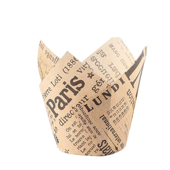 Tulip Cupcake`i pakend Õlikindel leivapaberi salv Ajalehepaberi tassi trükkimine Inglise tulepeeker 200