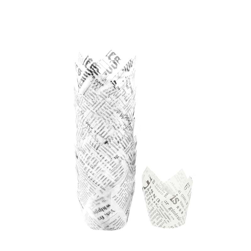 Tulip Cupcake`i pakend Õlikindel leivapaberi salv Ajalehepaberi tassi trükkimine Inglise tulepeeker 200