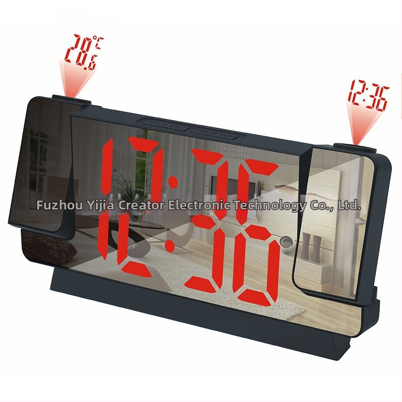 Projekcinis laikrodis 2024 m. naujas kūrybingas daugiafunkcis veidrodinis temperatūros laiko projekcinis laikrodis didelio ekrano elektroninis skaitmeninis žadintuvas