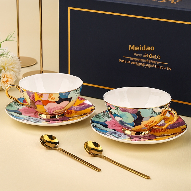 Чаша за кафе Medo от висок клас костен порцелан, комплект за следобеден чай, подходящ за приятелки, подарък за рожден ден и сватба