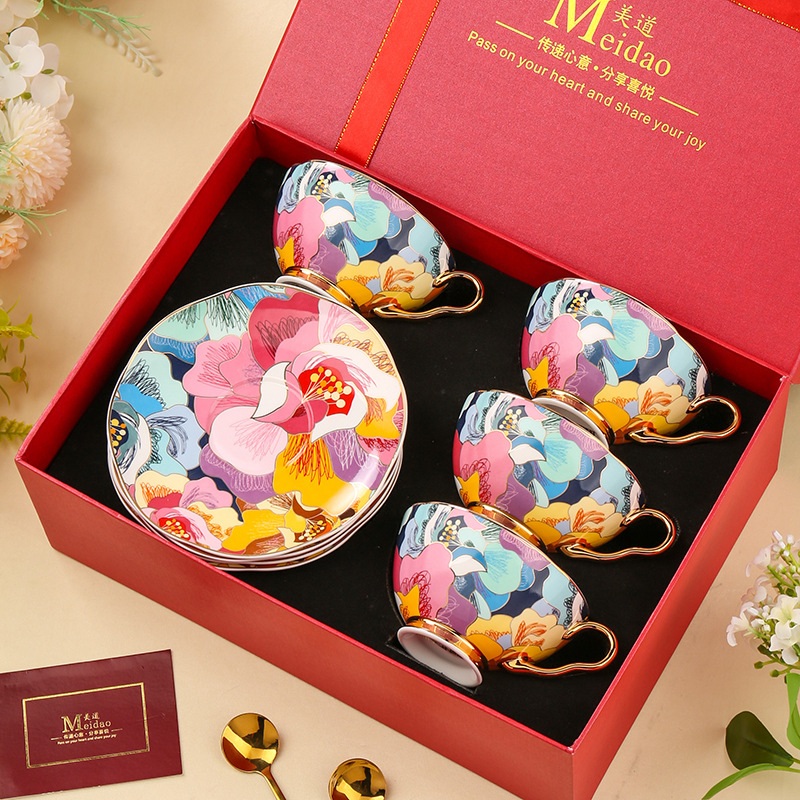 Medo kavos puodelis, aukštos kokybės kaulinio porceliano popietės arbatos arbatos rinkinys, skirtas draugėms gimtadienio vestuvių dovanai