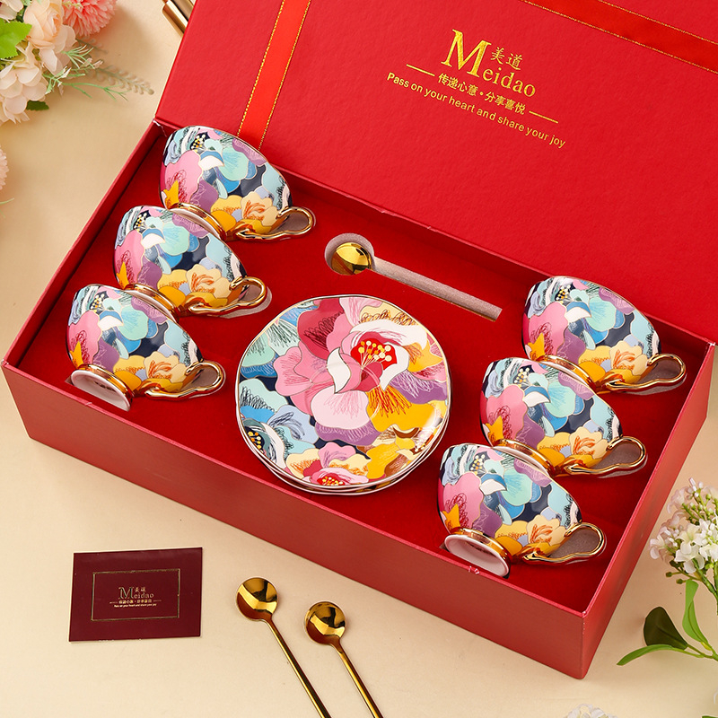 Medo kavos puodelis, aukštos kokybės kaulinio porceliano popietės arbatos arbatos rinkinys, skirtas draugėms gimtadienio vestuvių dovanai