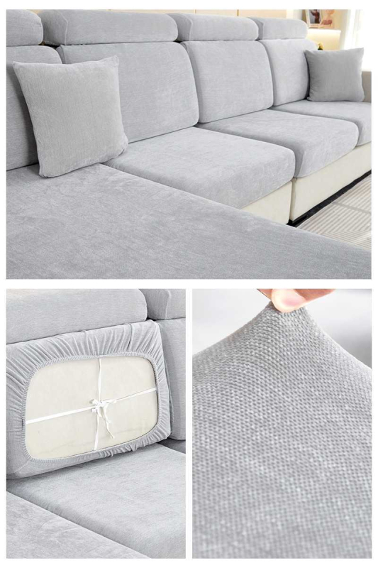 Шенилно удебелено еластично покривало за диван, покривало за цяла покривка, еластична възглавница с гъба, облегалка за глава, лека луксозна семпла