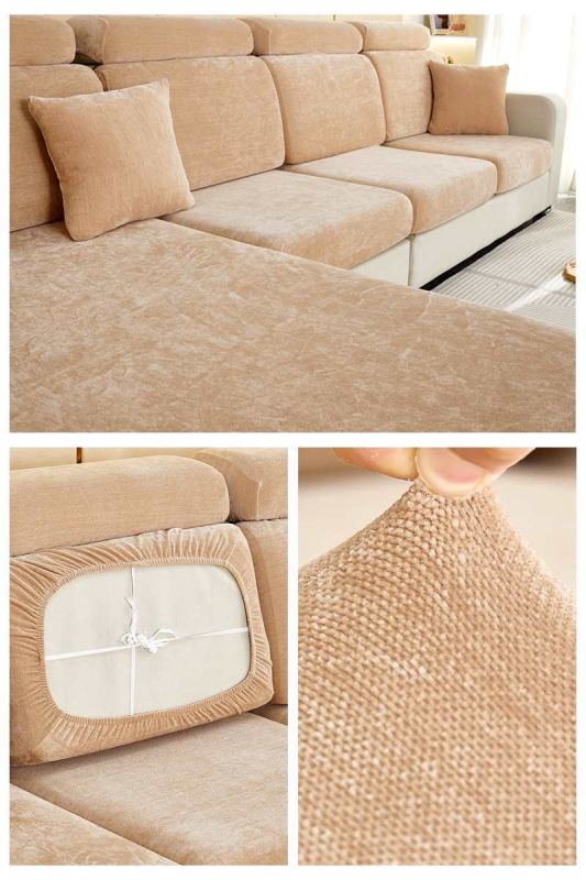 Шенилно удебелено еластично покривало за диван, покривало за цяла покривка, еластична възглавница с гъба, облегалка за глава, лека луксозна семпла