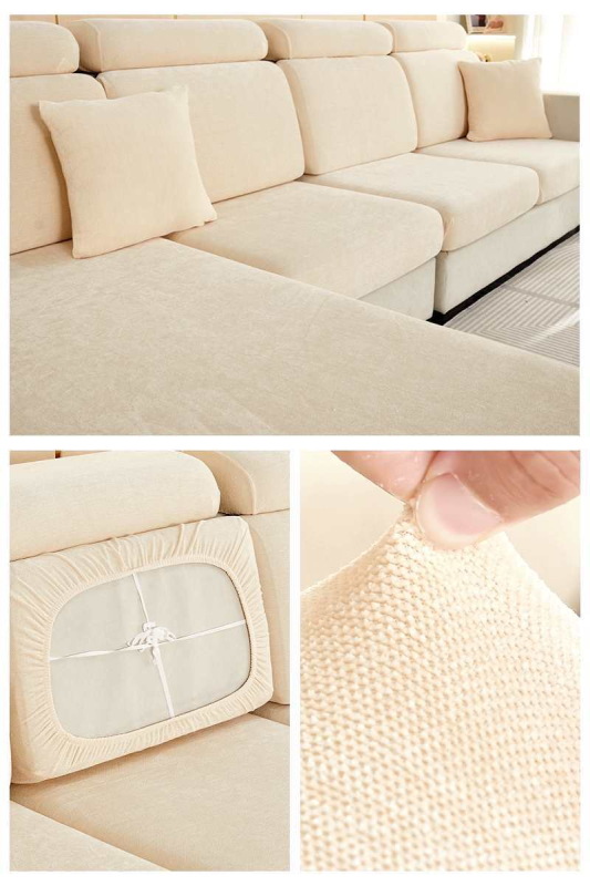 Шенилно удебелено еластично покривало за диван, покривало за цяла покривка, еластична възглавница с гъба, облегалка за глава, лека луксозна семпла