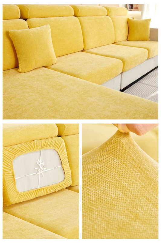 Шенилно удебелено еластично покривало за диван, покривало за цяла покривка, еластична възглавница с гъба, облегалка за глава, лека луксозна семпла