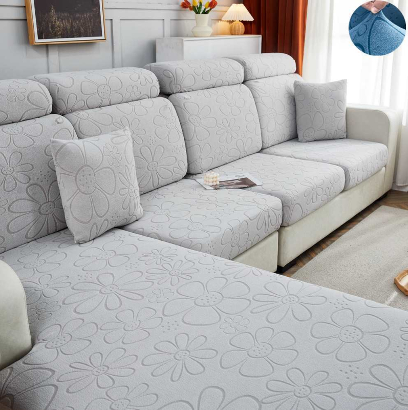 Шенилно удебелено еластично покривало за диван, покривало за цяла покривка, еластична възглавница с гъба, облегалка за глава, лека луксозна семпла