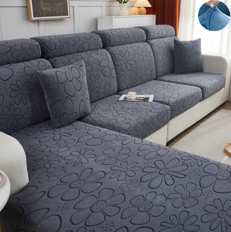 Шенилно удебелено еластично покривало за диван, покривало за цяла покривка, еластична възглавница с гъба, облегалка за глава, лека луксозна семпла