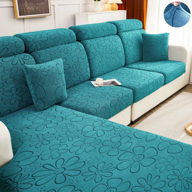 Шенилно удебелено еластично покривало за диван, покривало за цяла покривка, еластична възглавница с гъба, облегалка за глава, лека луксозна семпла