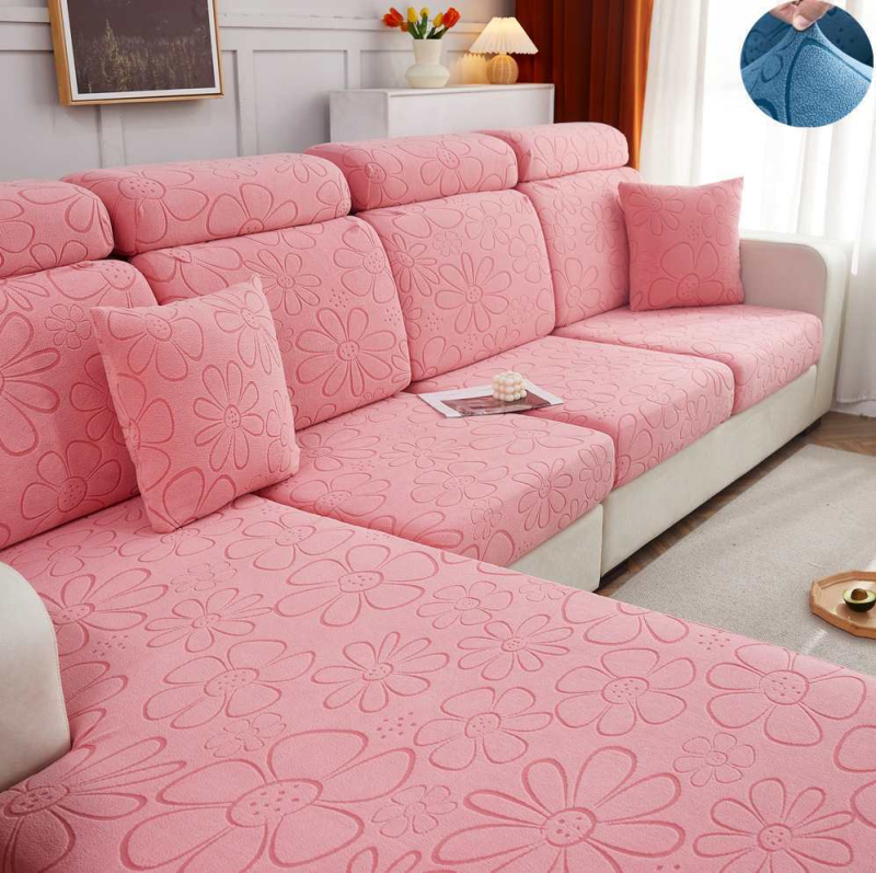 Шенилно удебелено еластично покривало за диван, покривало за цяла покривка, еластична възглавница с гъба, облегалка за глава, лека луксозна семпла