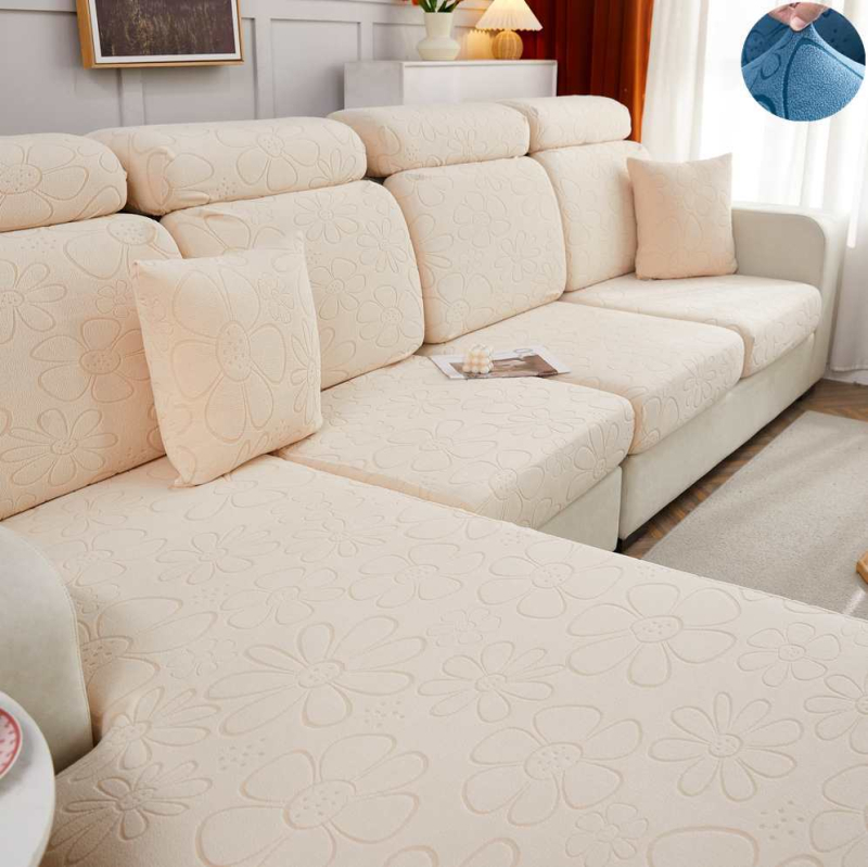 Шенилно удебелено еластично покривало за диван, покривало за цяла покривка, еластична възглавница с гъба, облегалка за глава, лека луксозна семпла