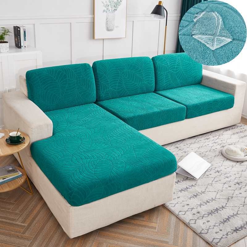 Шенилно удебелено еластично покривало за диван, покривало за цяла покривка, еластична възглавница с гъба, облегалка за глава, лека луксозна семпла