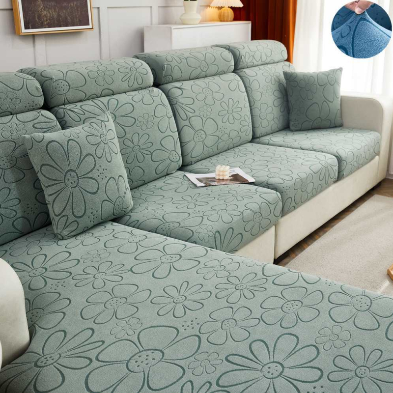 Шенилно удебелено еластично покривало за диван, покривало за цяла покривка, еластична възглавница с гъба, облегалка за глава, лека луксозна семпла