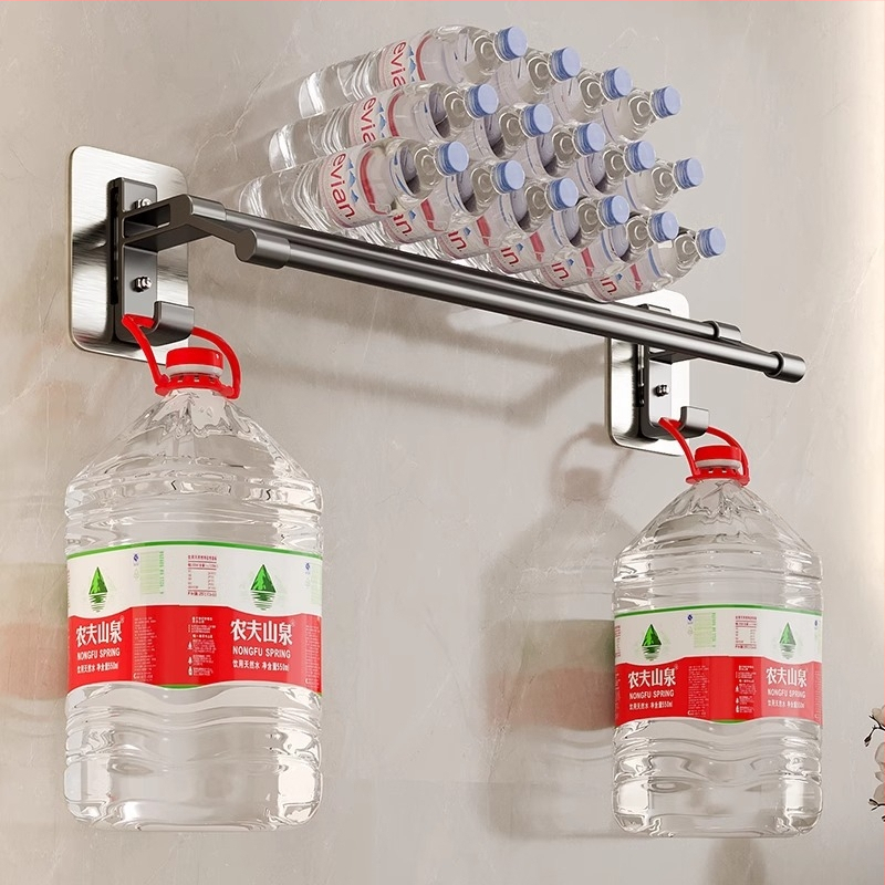 Закачалка за кърпи в сиво с двоен прът за тоалетна, неперфорирана, закачалка за кърпи за баня, кука, закачалка за баня, стенен монтаж за тоалетна, двоен прът