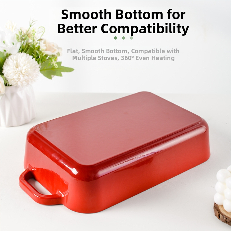 Малка чугунена емайлирана тенджера за щастие, бинаурална печен ориз, чиния за печене, фурна, печене, западна чиния, барбекю, печена риба, пържола, чиния за пържене